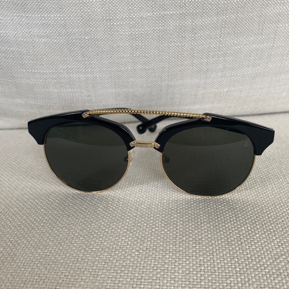 Philippe Plein Horn Rim Double Bridge Black & Gold Framed Sunglasses Unisex - Picture 2 of 16